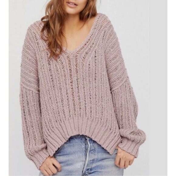 Free People Chunky Lilac Knitted Sweater - Picture 1 of 4